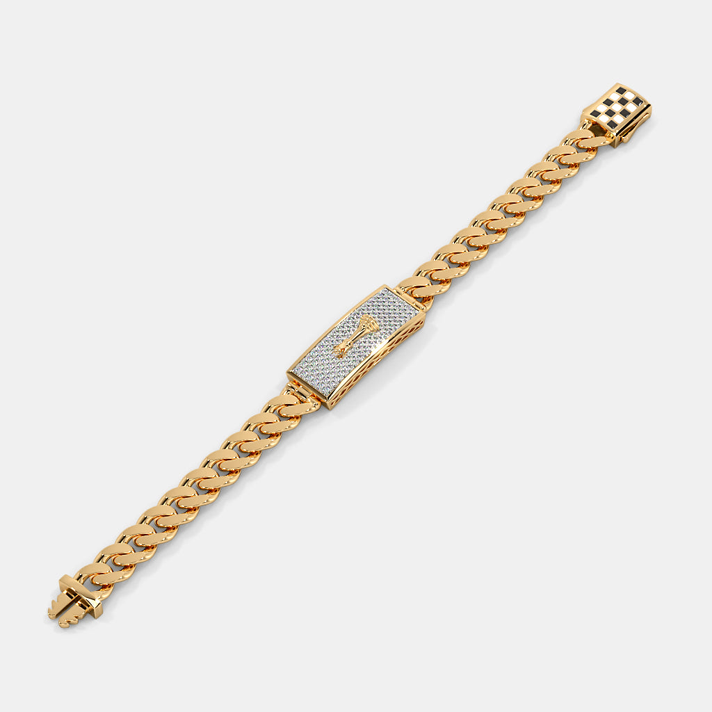 Chess King ID Plate Diamond Cuban Bracelet