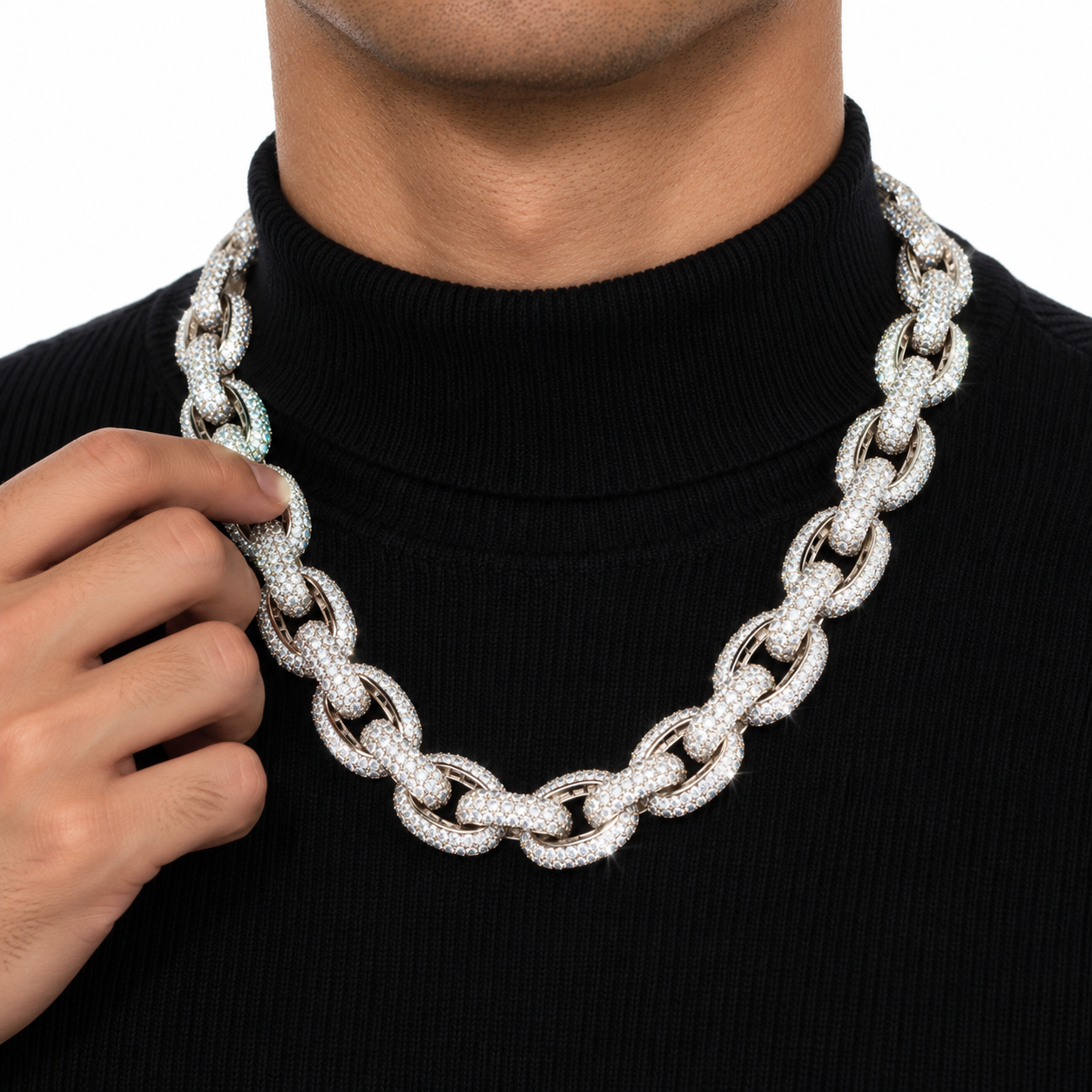 Iced Out Oval Link Chain Necklace | Custom Hip Hop Jewelry