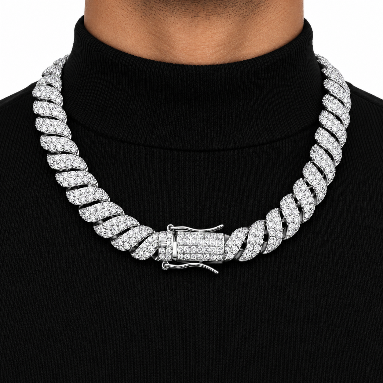 Custom Iced Out Twisted Cuban Link Chain Necklace