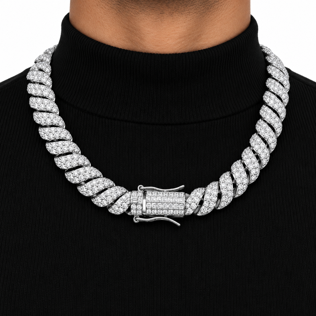 Custom Iced Out Twisted Cuban Link Chain Necklace