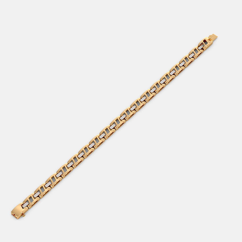 Two-Tone Geometric Open-Link Gold Bracelet