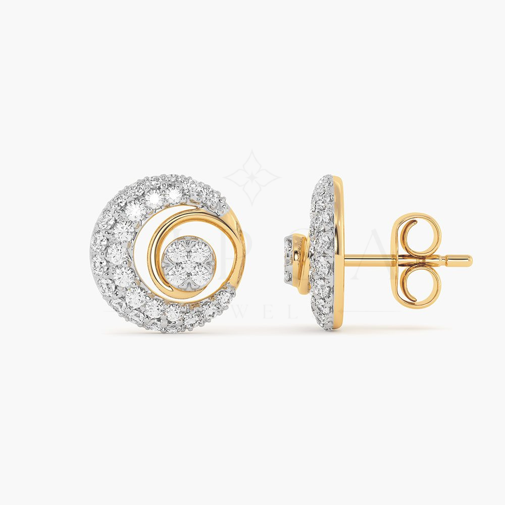 Round Moissanite Spiral Swirl Stud Earrings
