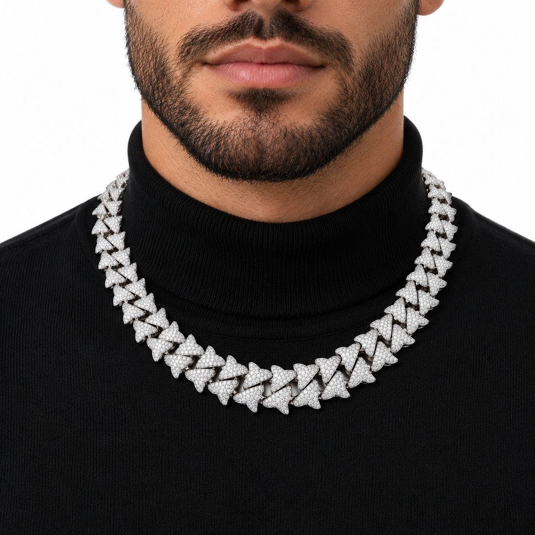 Custom Iced Out Spiked Cuban Link Chain Necklace