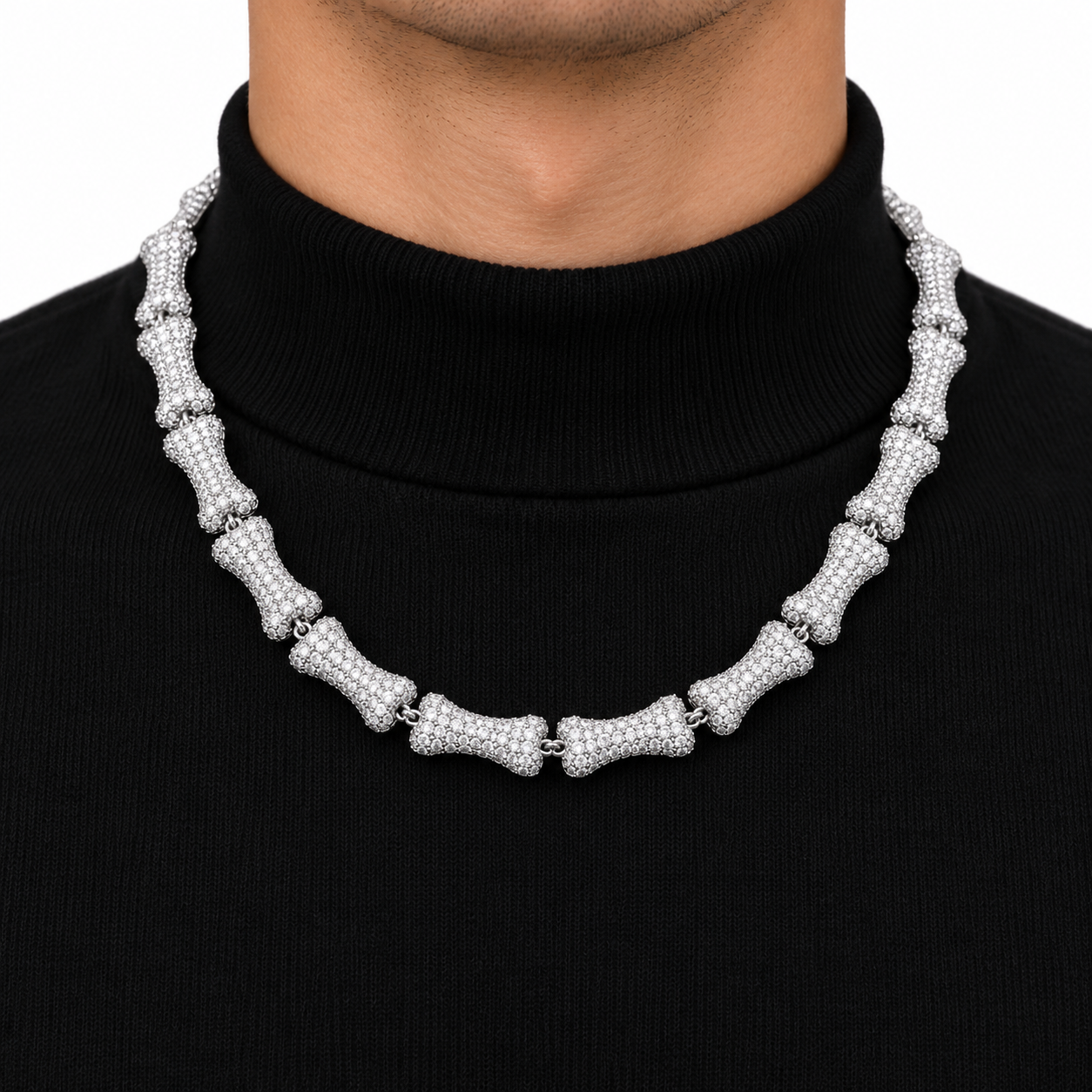 Custom Iced Out Bone Link Necklace