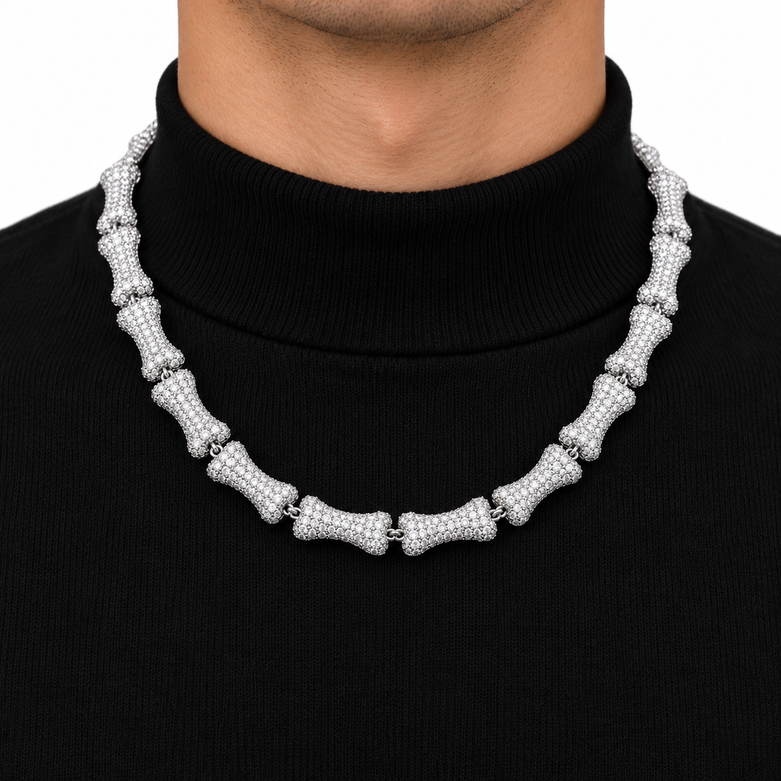 Custom Iced Out Bone Link Necklace
