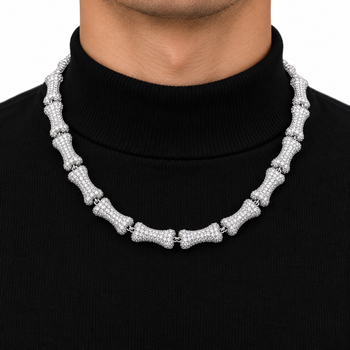 Custom Iced Out Bone Link Necklace