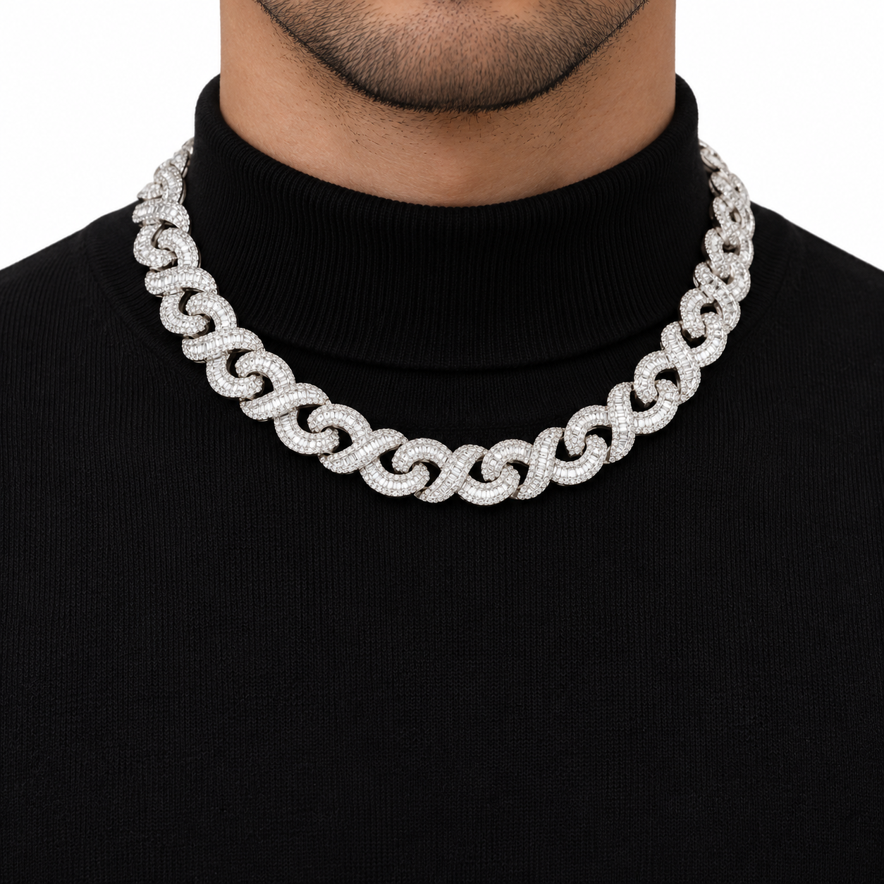 Iced Out Baguette S Link Chain Necklace | Custom Hip Hop Jewelry
