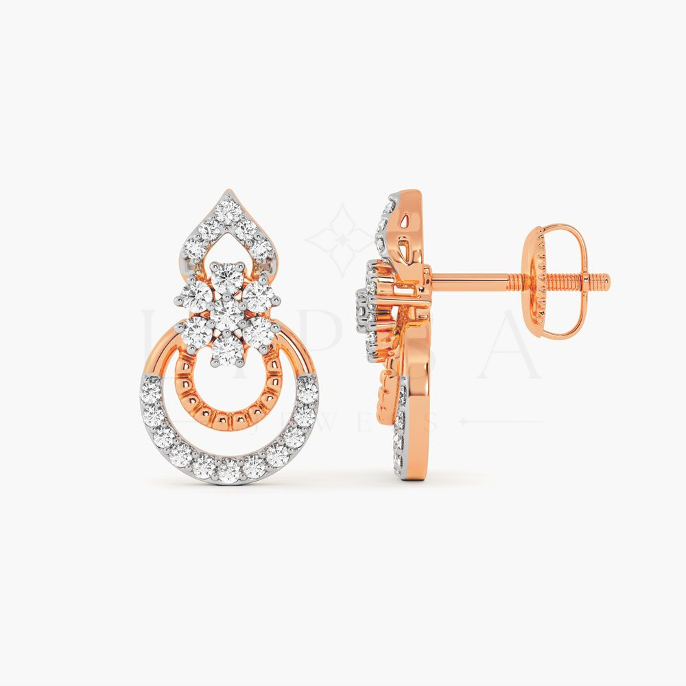 Floral Teardrop Hoop Drop Stud Earrings