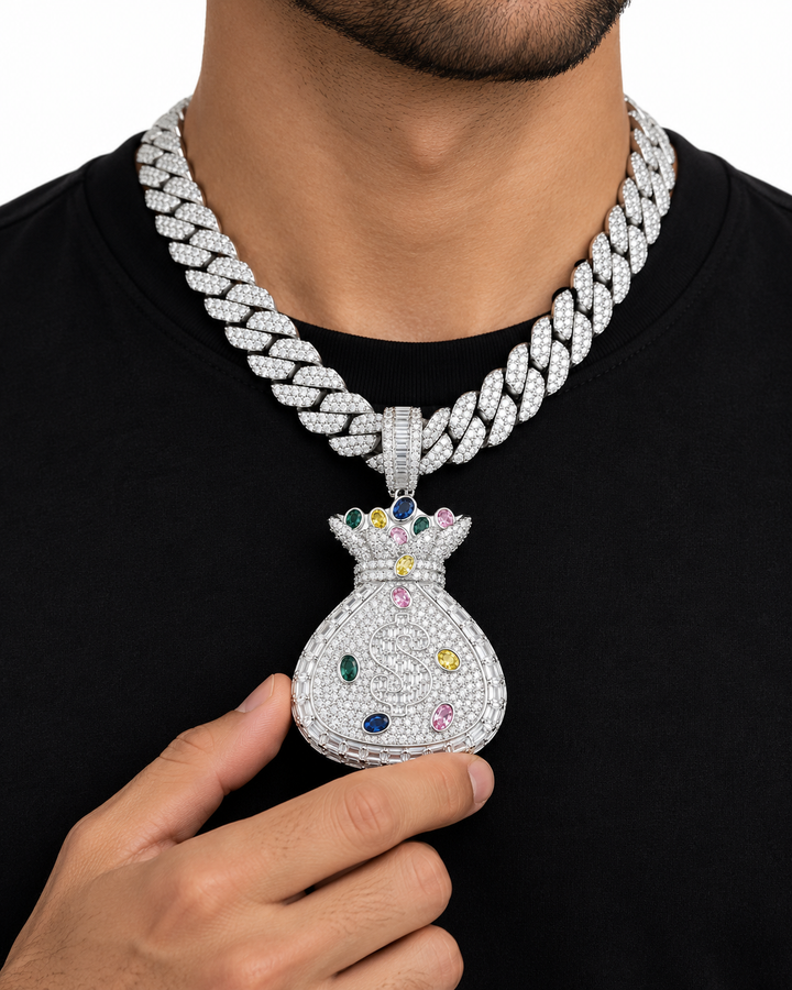 Custom Iced Out Money Bag Dollar Sign Pendant
