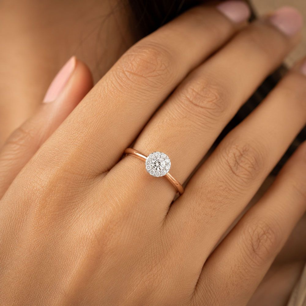 Round Cluster Solitaire Style Ring