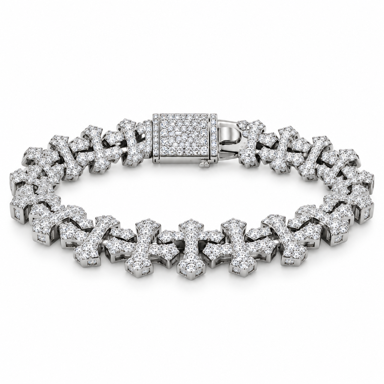 Iced Out Gothic Cross Link Bracelet | Custom Hip Hop Jewelry