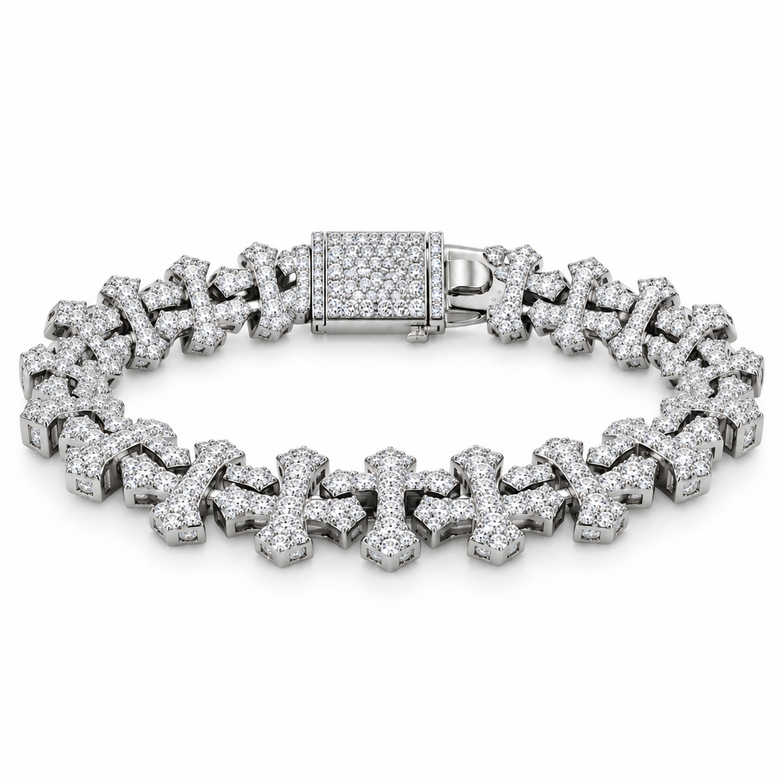 Iced Out Gothic Cross Link Bracelet | Custom Hip Hop Jewelry