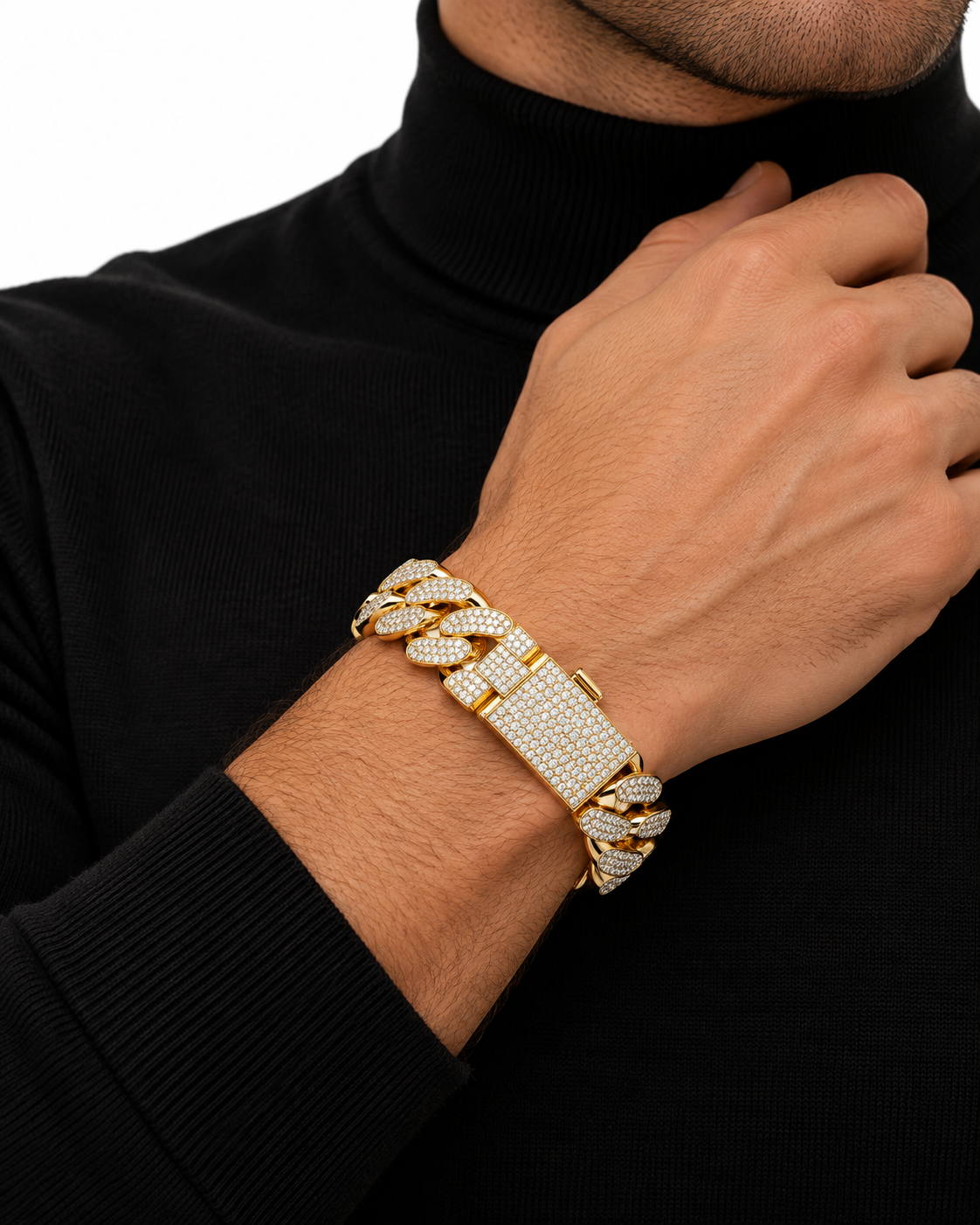 Iced Out Two Tone Cuban Link Bracelet | Custom Hip Hop Jewelry