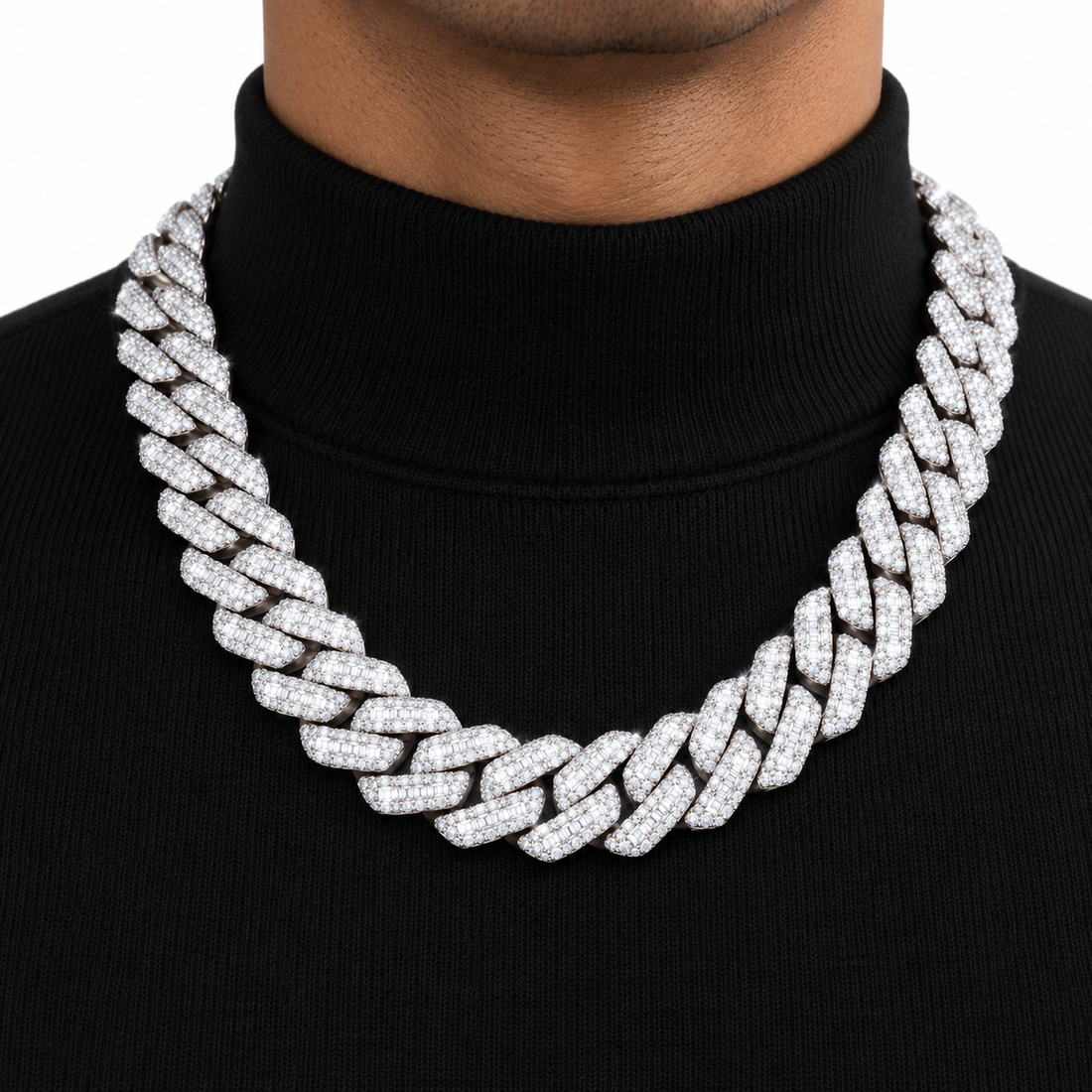 Custom Iced Out Baguette Cuban Link Chain Necklace