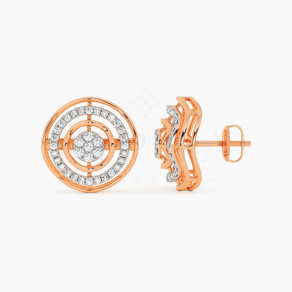 Concentric Circle Halo Stud Earrings