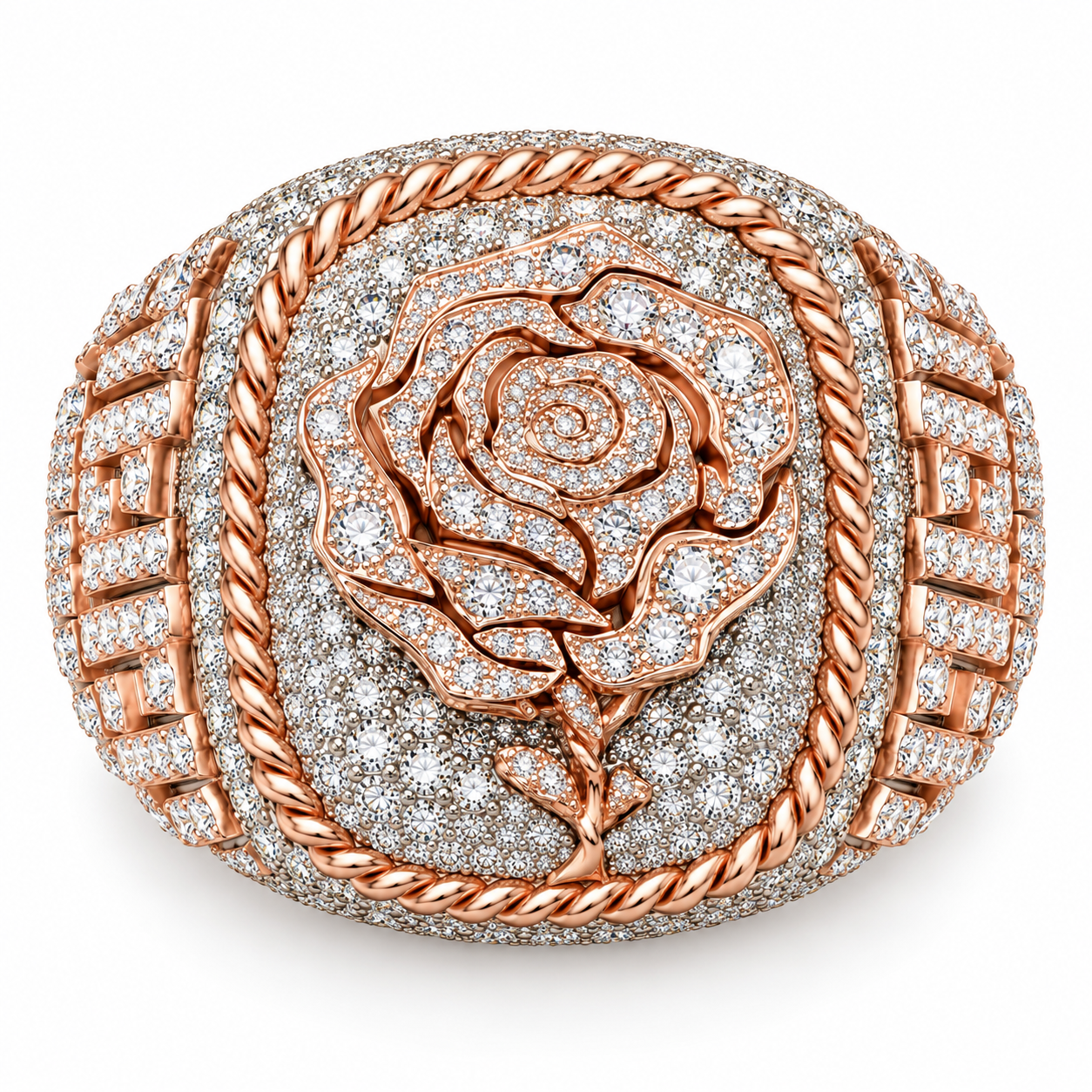 Iced Out Rose Flower Statement Ring | Custom Hip Hop Jewelry
