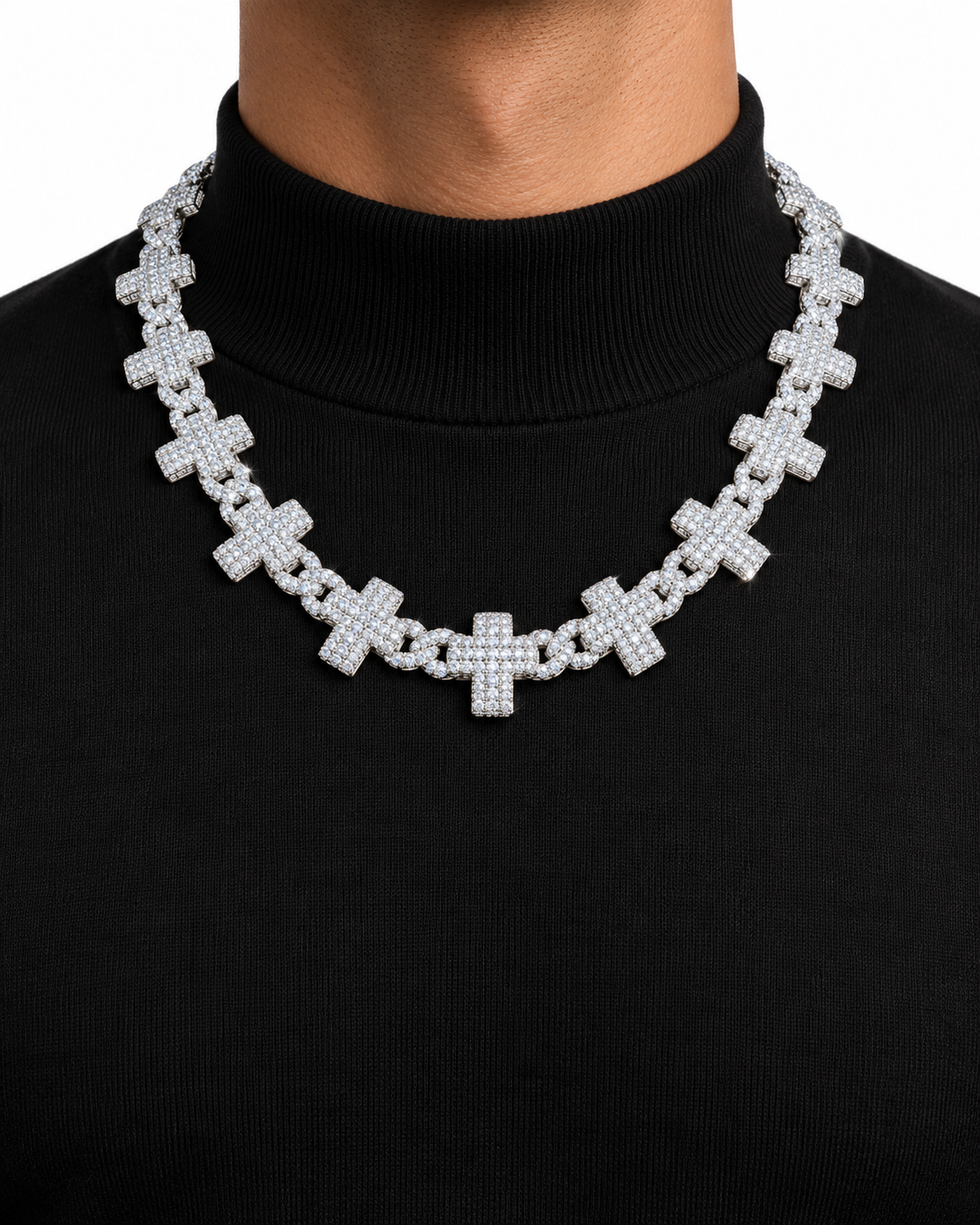 Iced Out Cross Link Chain Necklace | Custom Hip Hop Jewelry