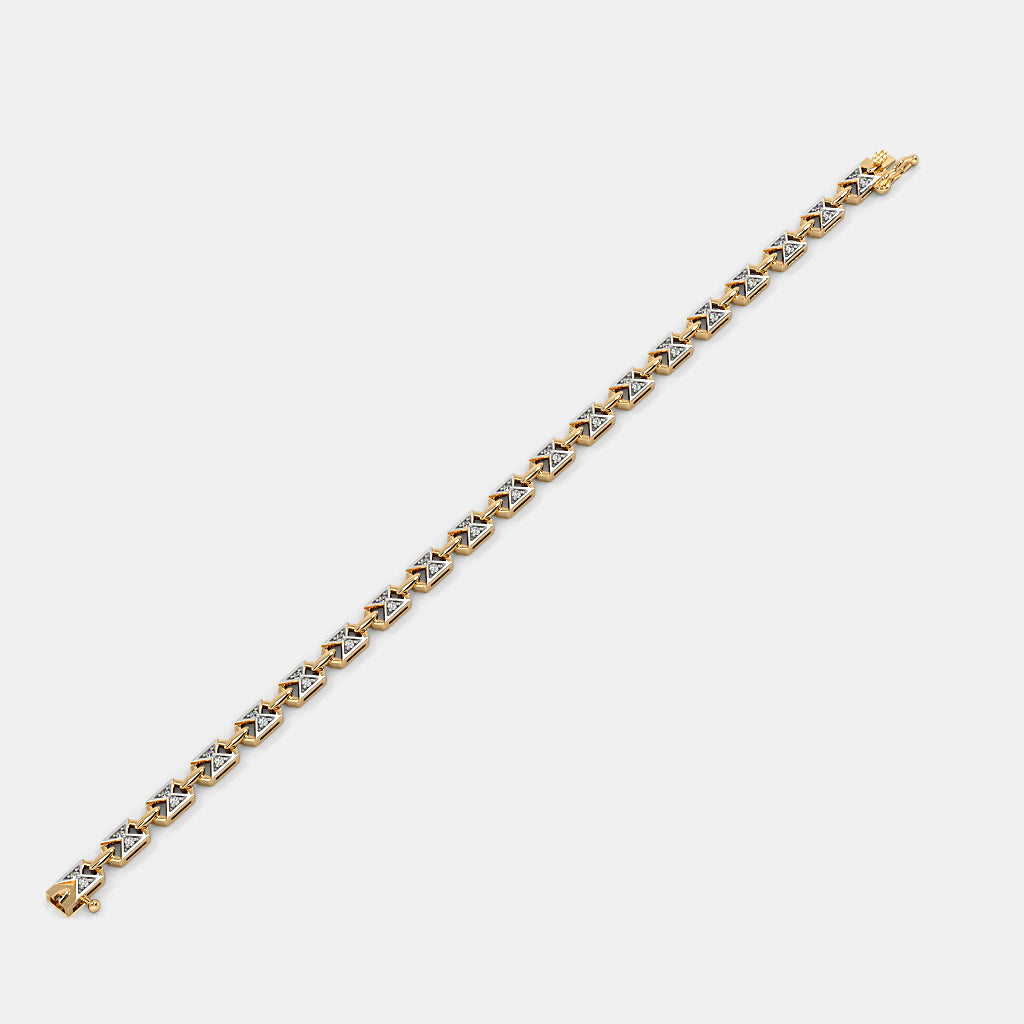 Geometric X-Link Diamond Two-Tone Gold Bracelet