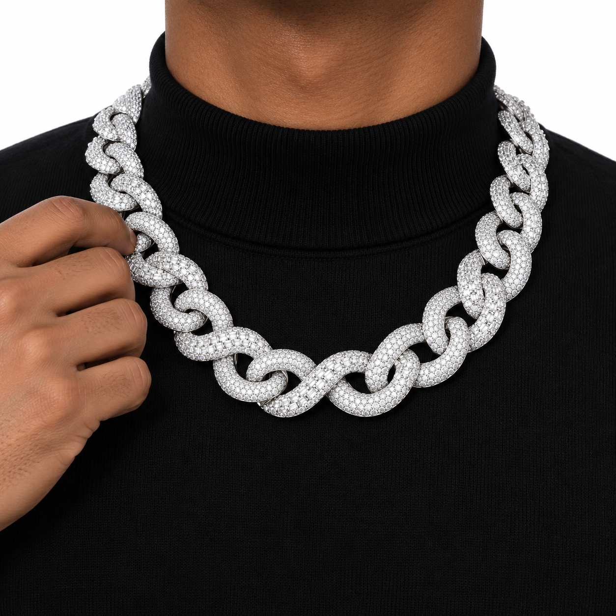 Iced Out Baguette & Round Stone Cuban Link Chain | Custom Hip Hop Jewelry