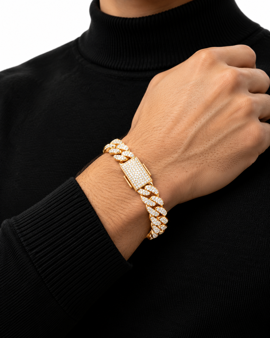 Iced Out Gold Cuban Link Bracelet | Custom Hip Hop Jewelry