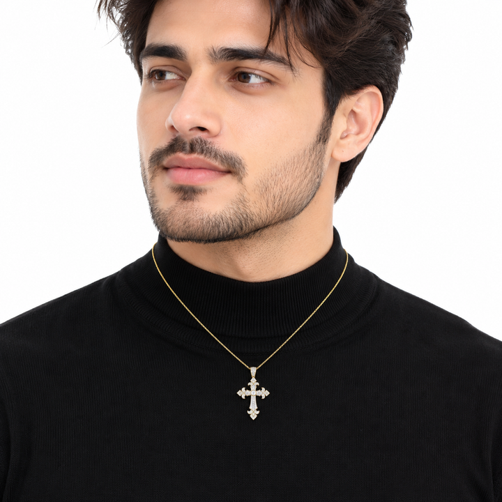 Custom Iced Out Fleur-de-Lis Cross Pendant | Made to Order
