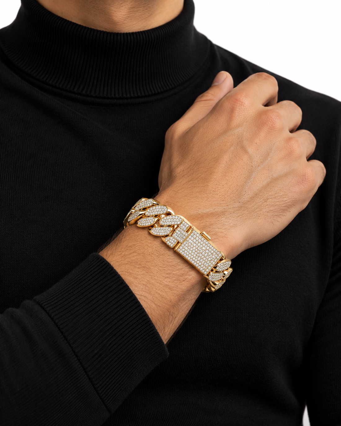 Iced Out Two Tone Cuban Link Bracelet | Custom Hip Hop Jewelry