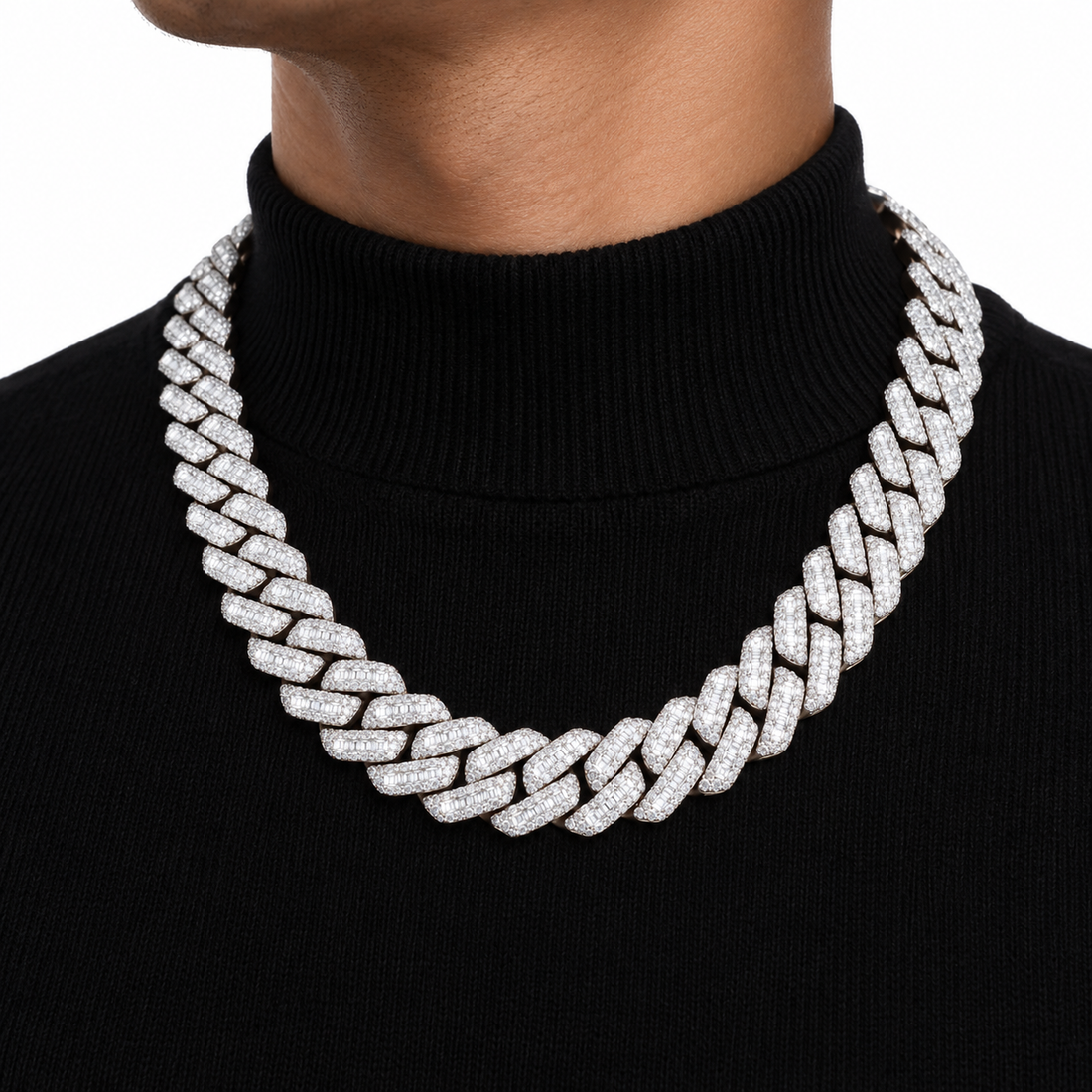 Custom Iced Out Baguette Cuban Link Chain Necklace