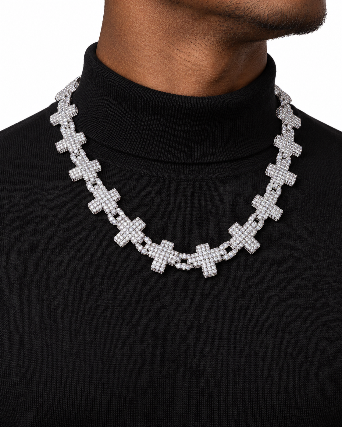 Iced Out Cross Link Chain Necklace | Custom Hip Hop Jewelry