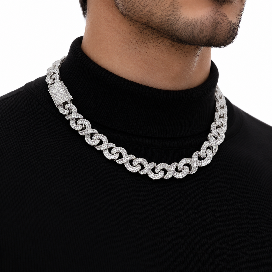Iced Out Baguette S Link Chain Necklace | Custom Hip Hop Jewelry