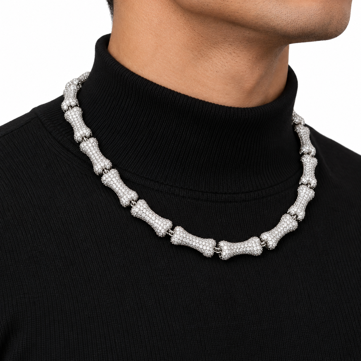 Custom Iced Out Bone Link Necklace