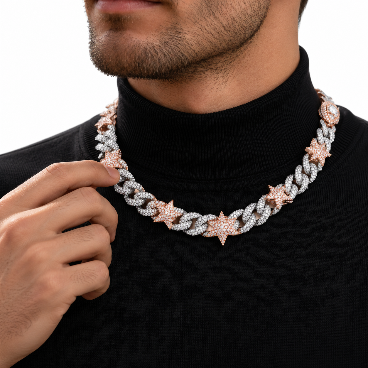 Iced Out Star Cuban Link Necklace | Custom Hip Hop Jewelry