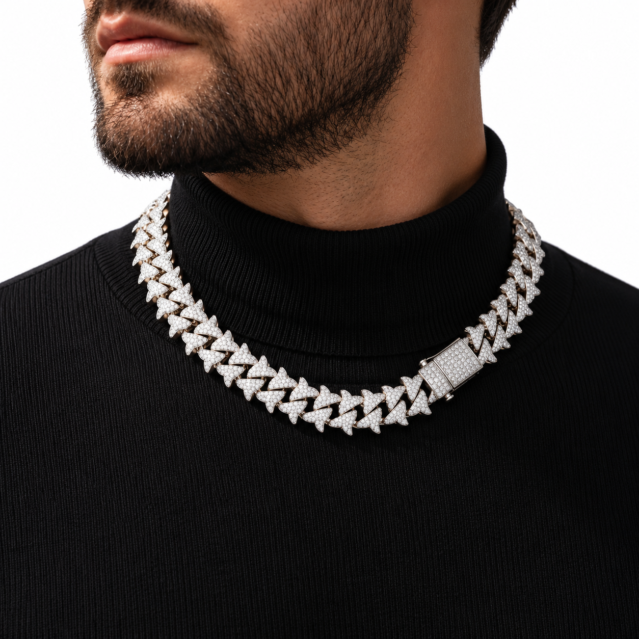 Custom Iced Out Spiked Cuban Link Chain Necklace
