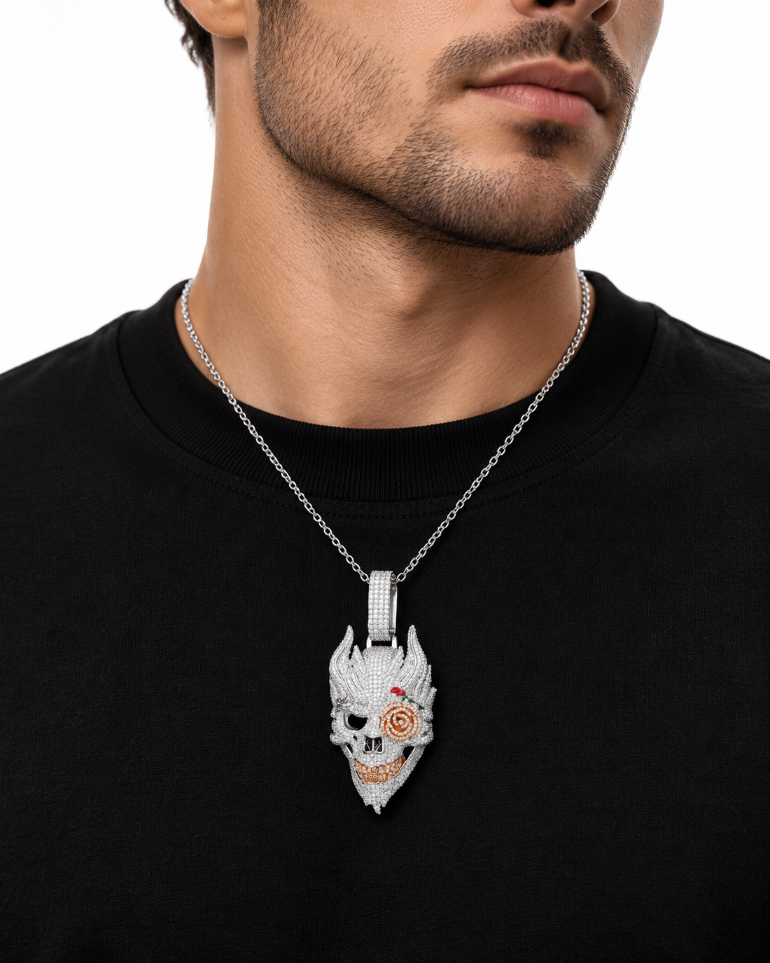 Custom Iced Out Flaming Skull Pendant | Made to Order