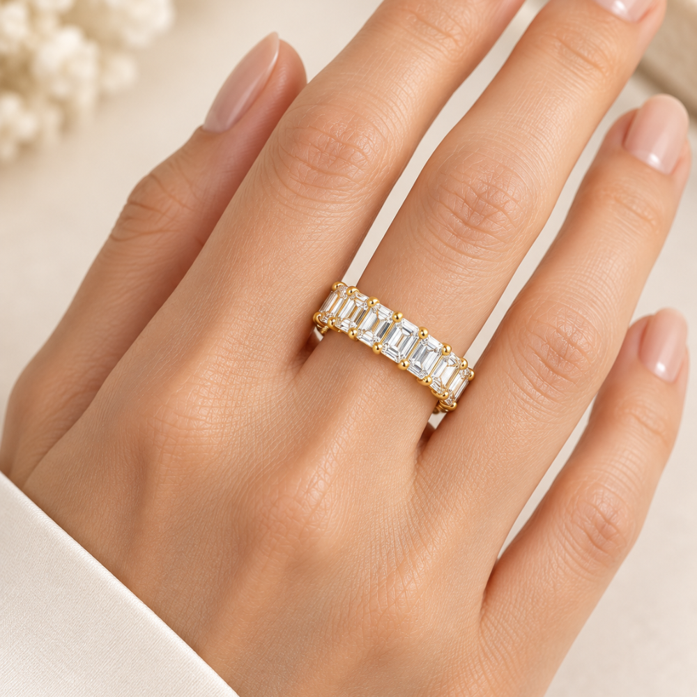 Emerald Cut Full Eternity Band Ring