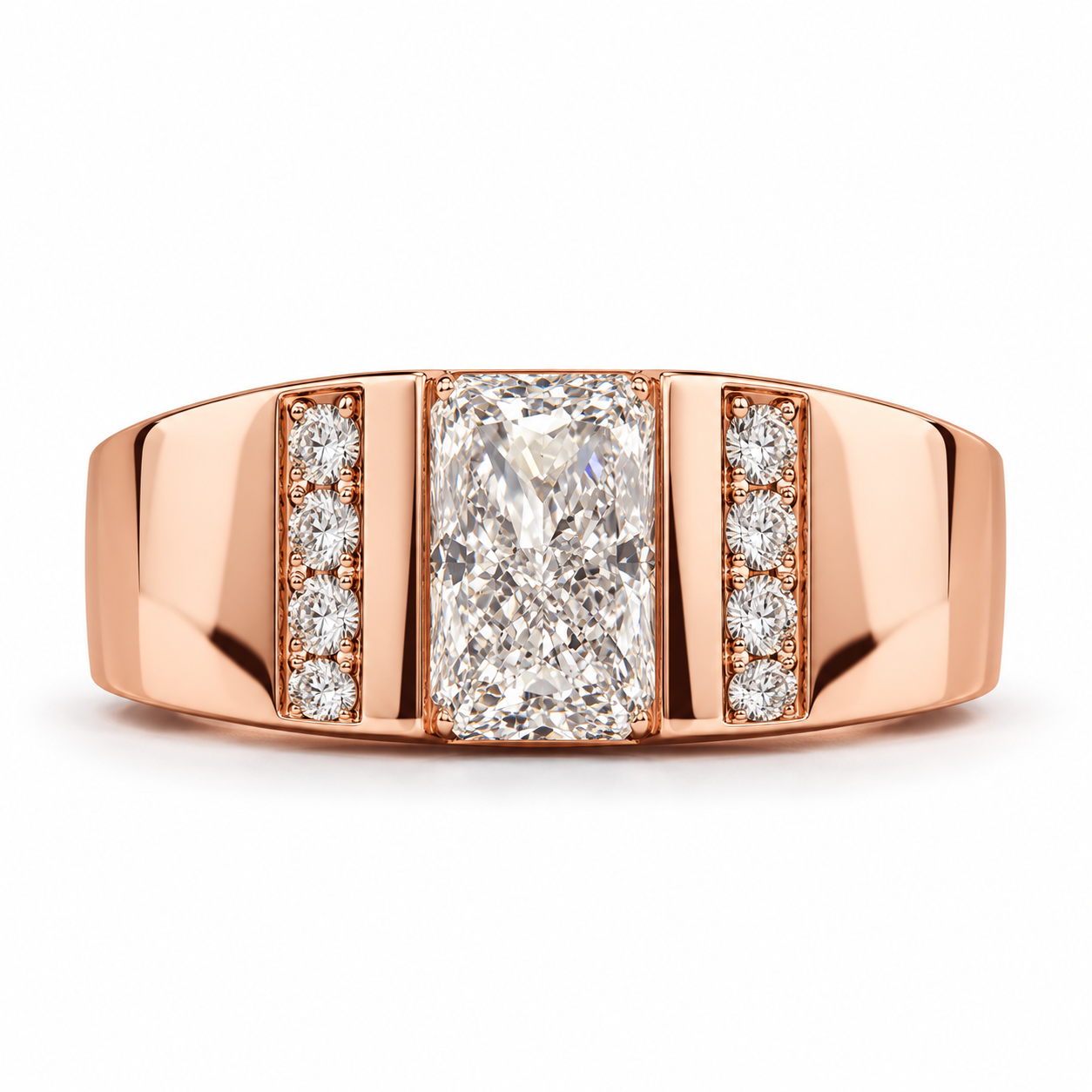 Men’s Triple-Row Round-Cut Statement Band Ring