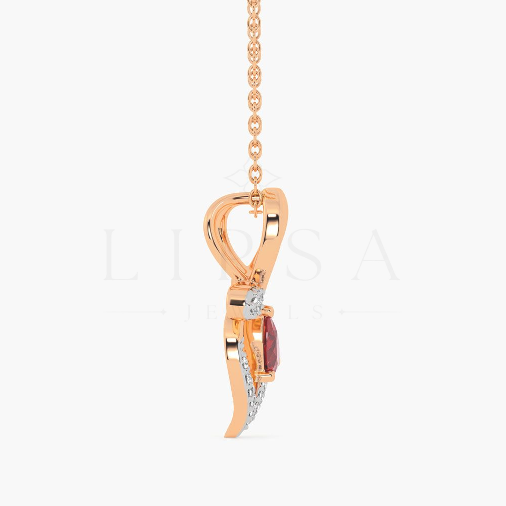 Pear Ruby Ribbon Pendant
