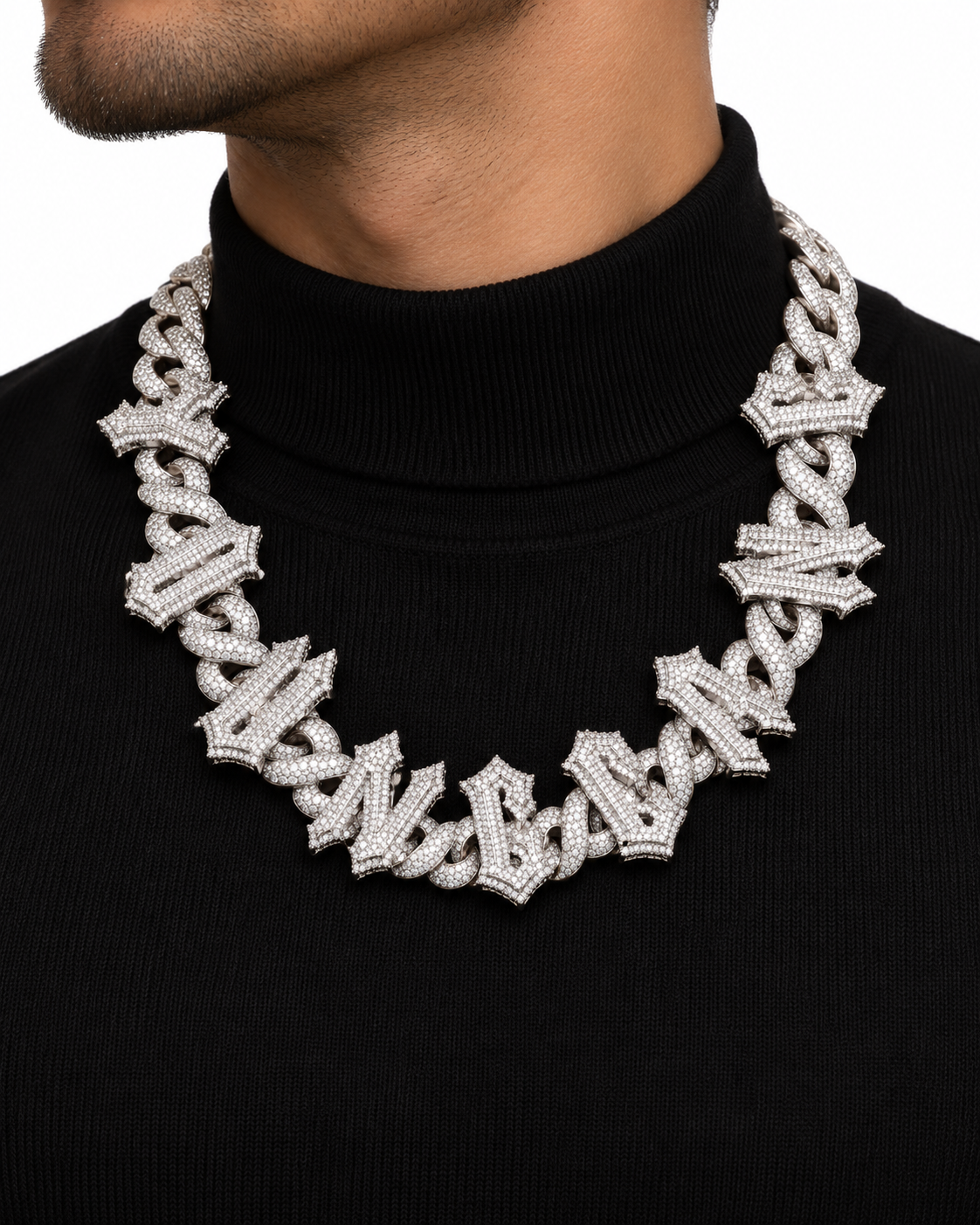 Custom Iced Out  Letter Cuban Link Necklace