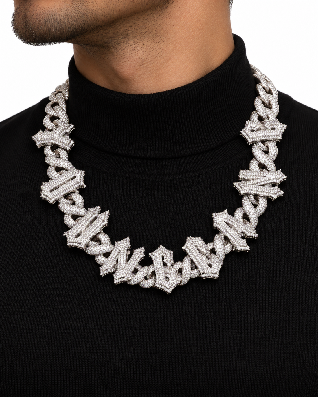 Custom Iced Out  Letter Cuban Link Necklace
