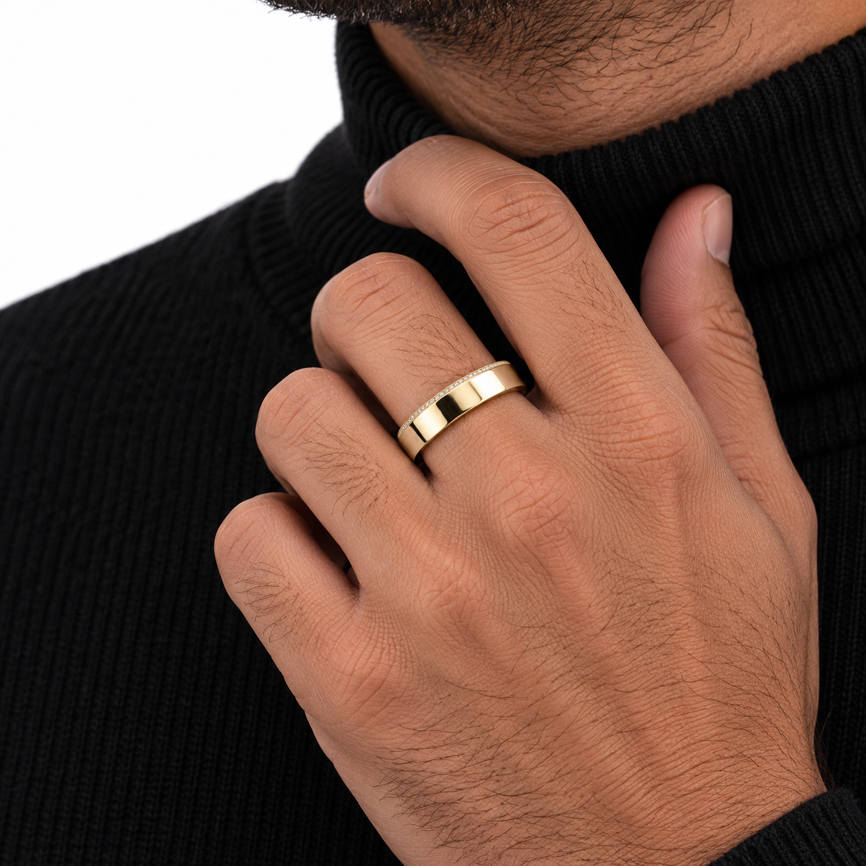 Men’s Geometric Openwork Round-Cut Statement Band Ring
