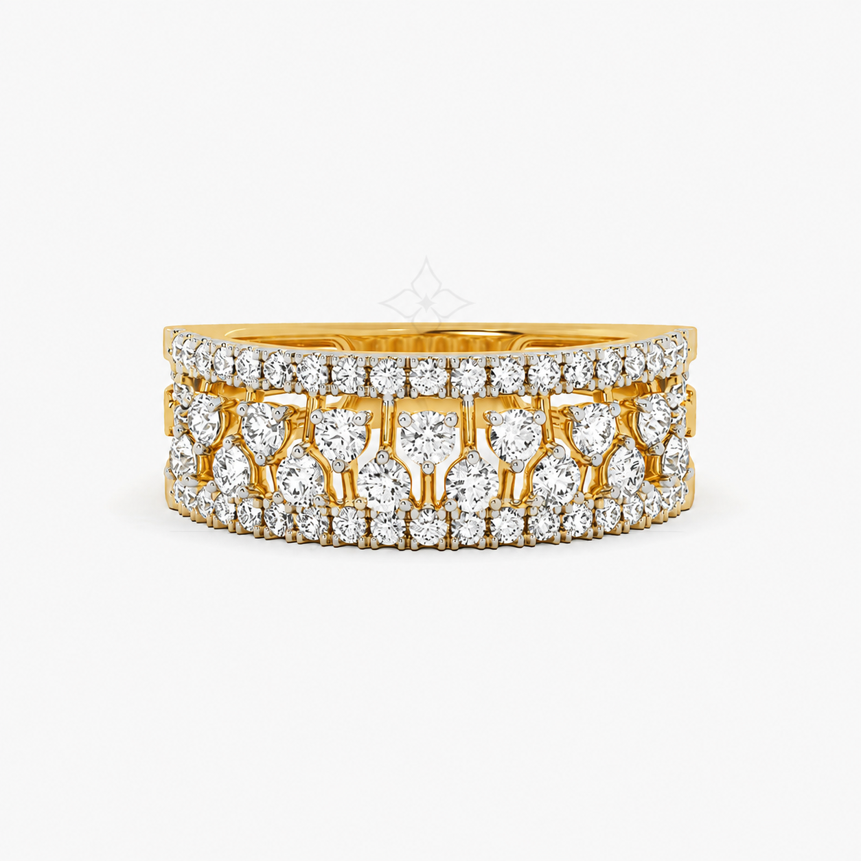 Multi-Row Pavé Wide Band Ring