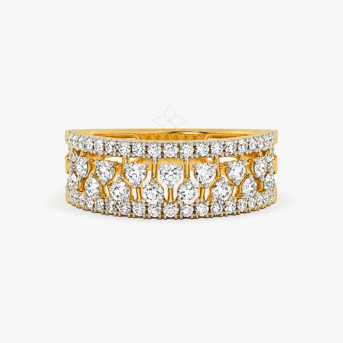 Multi-Row Pavé Wide Band Ring