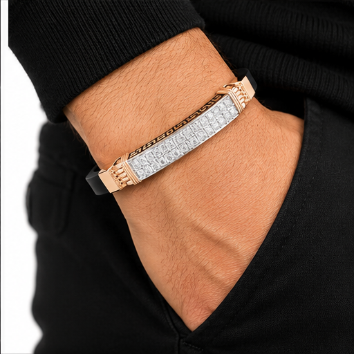 Custom Greek Key Stone Bar Bracelet | Made to Order