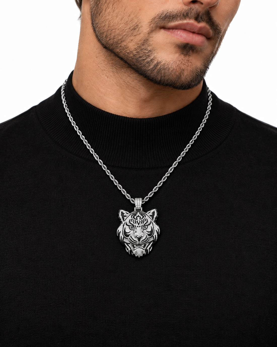 Custom Iced Out Tiger Head Pendant | Made to Order