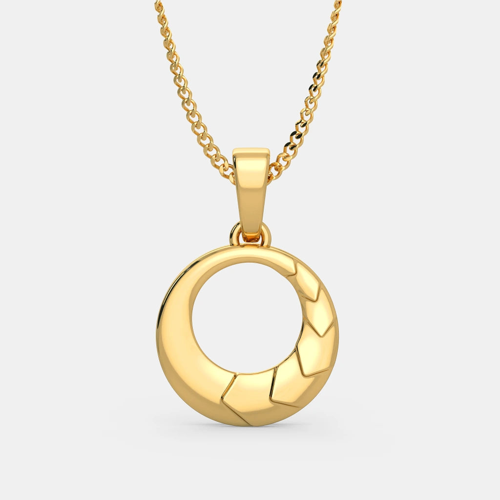 Textured Circular Gold Circle Pendant