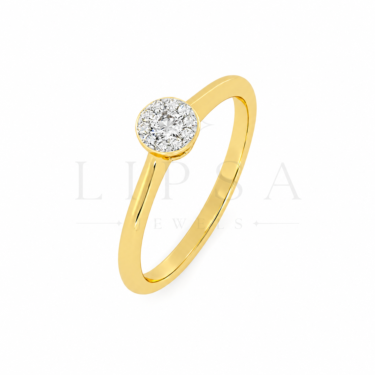 Round Cluster Solitaire Style Ring