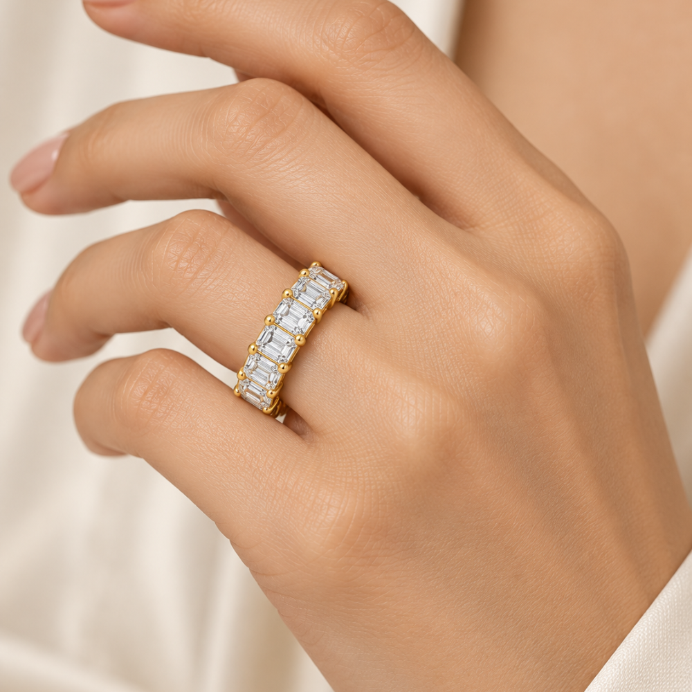 Emerald Cut Full Eternity Band Ring