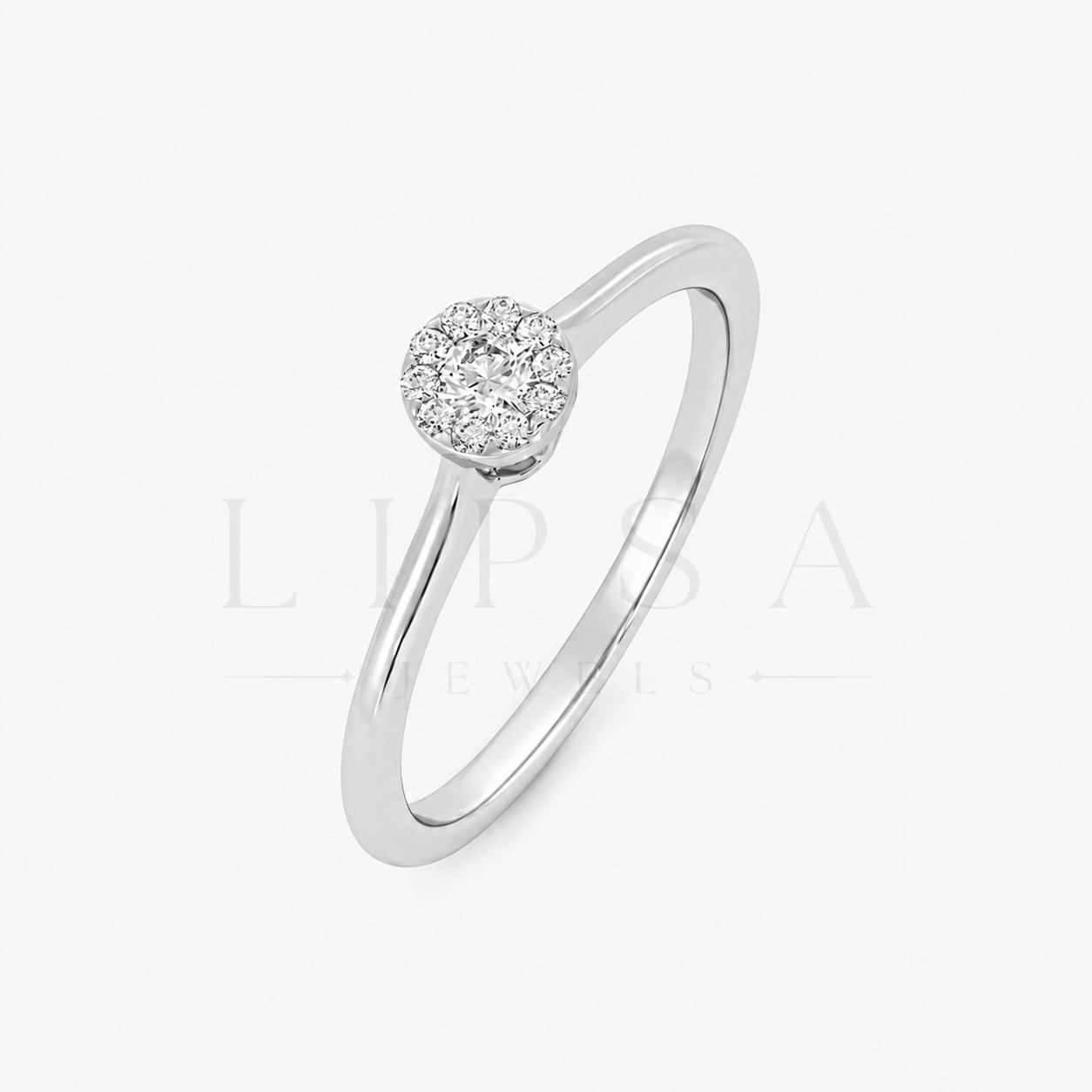 Round Cluster Solitaire Style Ring