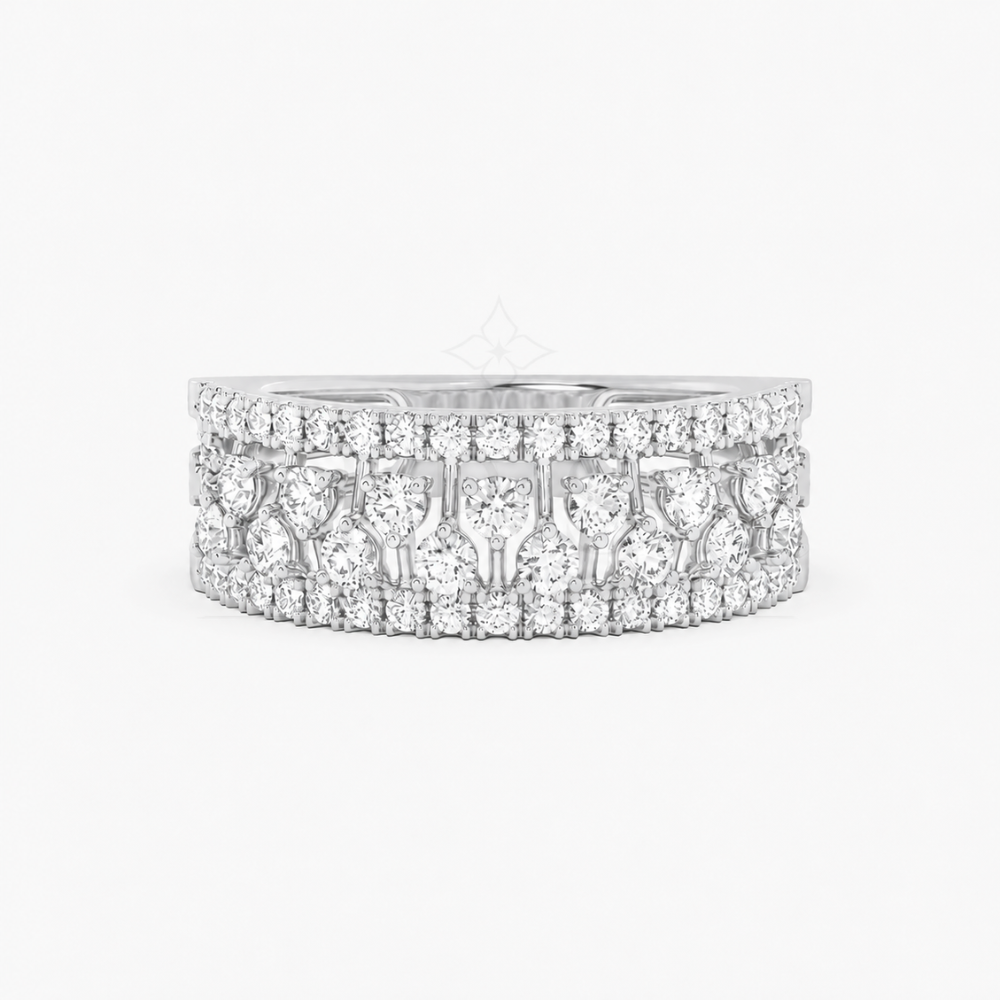 Multi-Row Pavé Wide Band Ring