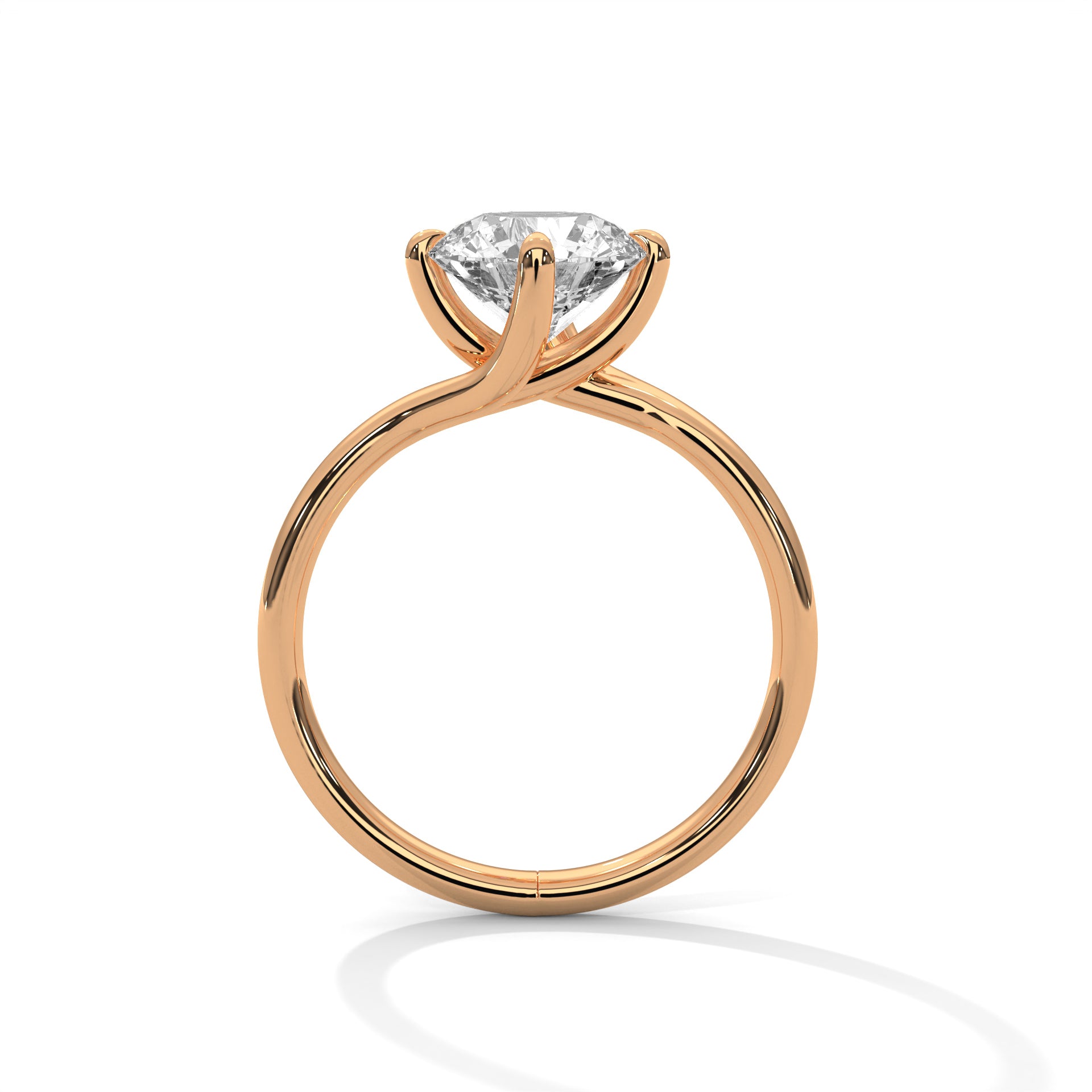Rose Gold Round Cut Solitaire Twist Engagement Ring