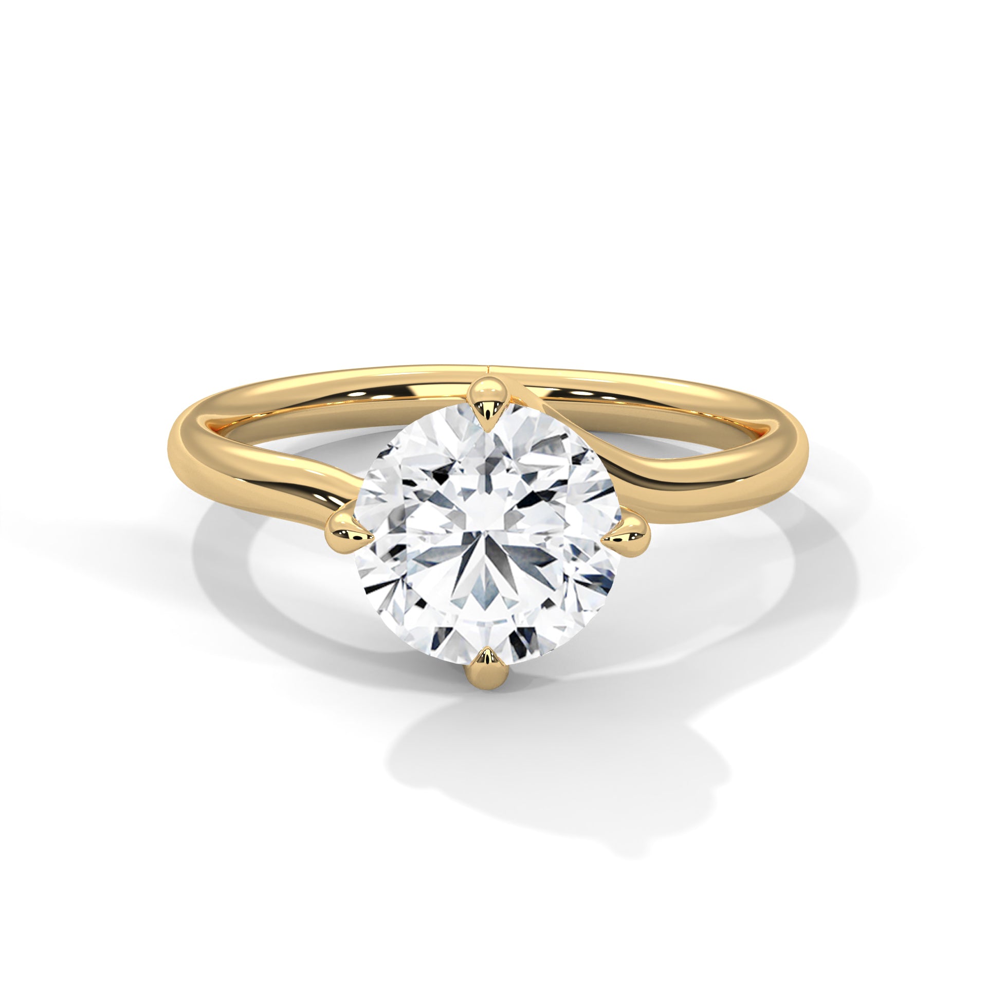 Rose Gold Round Cut Solitaire Twist Engagement Ring